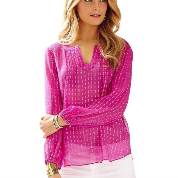 Lilly Pulitzer Pink Blouse - Picture 2 of 7